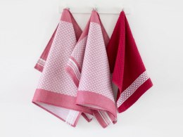 Komplet ścierek bawełna 2x50x70 + ręcznik 30x50 Maroko bordo 8463/2