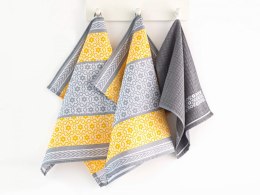 Komplet ścierek bawełna 2x50x70 + ręcznik 30x50 / Marsala żółty