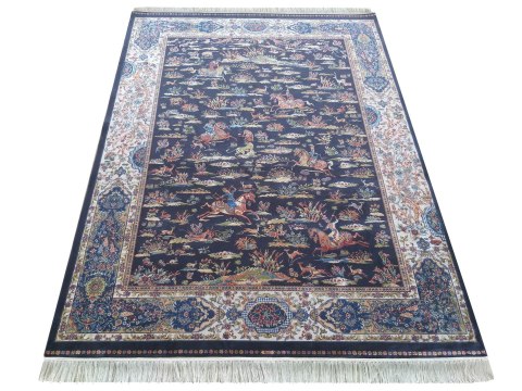 Dywan Ekskluzywny Qum Silk 10 Navy 160 x 230 cm granatowy Dywan Ekskluzywny Qum Silk 10 Navy 160 x 230 cm granatowy