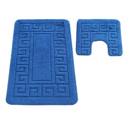 Komplet łazienkowy Montana z wycięciem Ethnic Dark Blue Komplet (50 cm x 80 cm i 40 cm x 50 cm)