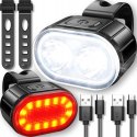 LAMPKA ROWEROWA PRZEDNIA TYLNA ŚWIATŁO LED NA ROWER KIEROWNICĘ MOCNA USB