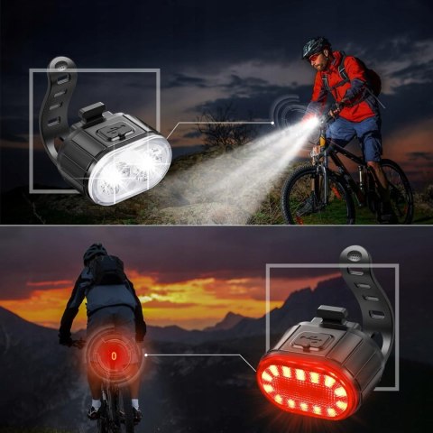LAMPKA ROWEROWA PRZEDNIA TYLNA ŚWIATŁO LED NA ROWER KIEROWNICĘ MOCNA USB LAMPKA ROWEROWA PRZEDNIA TYLNA ŚWIATŁO LED NA ROWER KIEROWNICĘ MOCNA USB