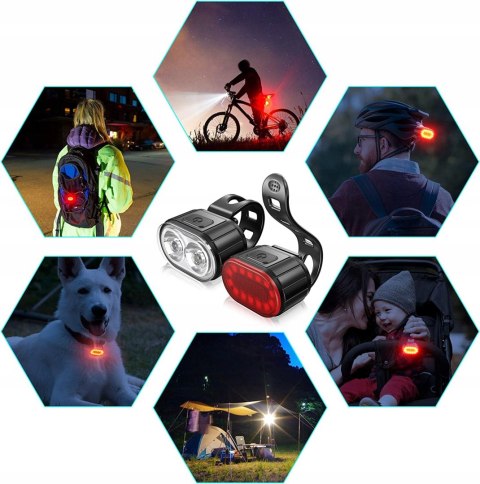 LAMPKA ROWEROWA PRZEDNIA TYLNA ŚWIATŁO LED NA ROWER KIEROWNICĘ MOCNA USB LAMPKA ROWEROWA PRZEDNIA TYLNA ŚWIATŁO LED NA ROWER KIEROWNICĘ MOCNA USB