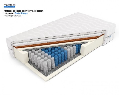 Frankhauer Materac pocket z podwójnym kokosem i lateksem Porto Alegre - 140 x 200 - Aloe Vera