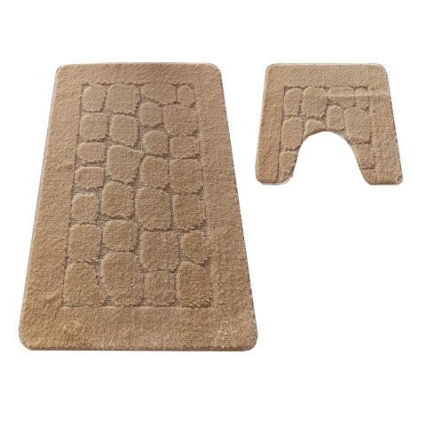 Komplet łazienkowy Montana z wycięciem CLTSTONE Beige Komplet (50 cm x 80 cm i 40 cm x 50 cm) beżowy