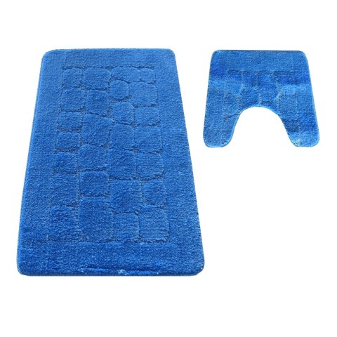 Komplet łazienkowy Montana z wycięciem CLTSTONE Blue Komplet (50 cm x 80 cm i 40 cm x 50 cm) niebieski